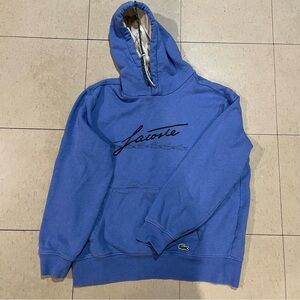 Mens Lacoste Hooded Sweatshirt Size Large In A Vibrant Light Blue Color